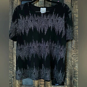 Bentley short sleeve black and sparkling top. EUC size XL Party, New Years
